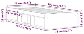Estrutura de cama solteiro 75x190 cm branco