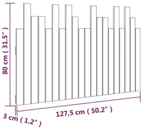 Cabeceira de parede 127,5x3x80 cm madeira de pinho maciça