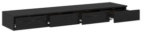 Gavetas pretas para cama VidaXL 140x36,5x16,5 cm em madeira de engenha