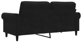 Sofá de 2 lugares veludo 140 cm preto