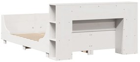 Cama sem colchão 135x190 cm madeira de pinho maciça branco
