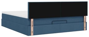 Estrutura de cama otomana vidaXL com tecido azul colchão 180x200cm