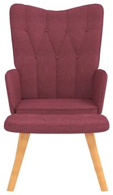 Poltrona de descanso com banco tecido vermelho tinto