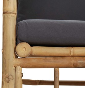 Sofá de jardim com almofadões bambu cinzento-escuro