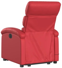 Poltrona reclinável elevatória elétrica couro artif. vermelho