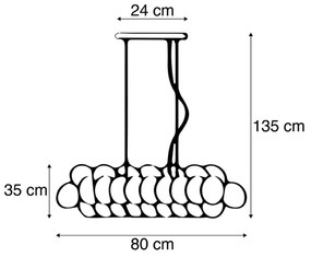 LED Candeeiro de suspensão inteligente preto com vidro âmbar incl. 8 G9 WiFi - Uvas Art Deco,Design