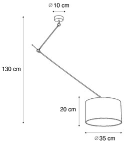 Candeeiro Suspenso Preto com Abajur de Veludo Taupe 35cm - Blitz Clássico / Antigo,Moderno