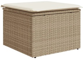 8 pcs conjunto de sofás p/ jardim com almofadões vime PE bege