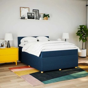Cama com molas/colchão 140x190 cm tecido azul