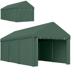 Outsunny Tenda Garagem 6x3 m Portátil Anti-UV com Paredes Laterais Desmontáveis e 2 Portas com Fecho de Correr Verde | Aosom Portugal