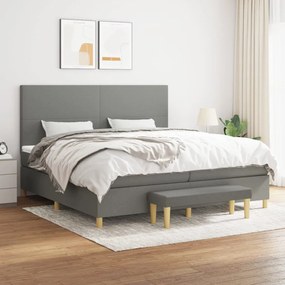 vidaXL Cama com molas/colchão 200x200 cm tecido cinzento-escuro