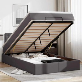 vidaXL Cama otomana com colchões & LEDs 120x190 cm couro artificial