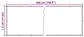 Tela de privacidade para varanda 500x120 cm PVC cinzento