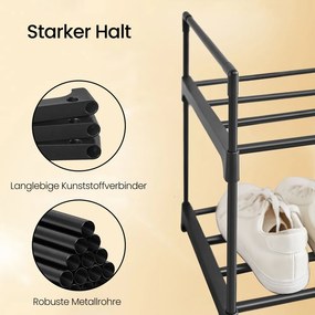Sapateira com 3 níveis metálica  30 x 116 x 55 cm para sapatos preta