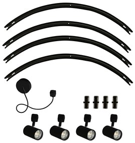 Sistema de iluminação de trilho moderno com 4 focos pretos monofásicos redondos - Iconic Jeana