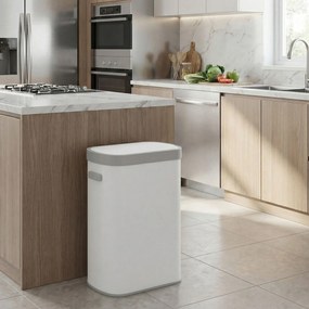 Caixote do lixo com sensor, caixote do lixo automático de 50 L, tampa com fecho suave branco