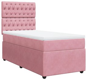 Cama com molas/colchão 90x190 cm veludo rosa