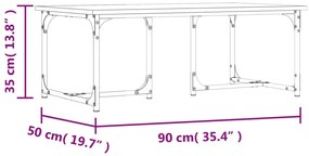 Mesa de centro 90x50x35 cm derivados madeira cinzento sonoma