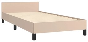 Estrutura cama cabeceira 100x200 cm couro artificial cappuccino