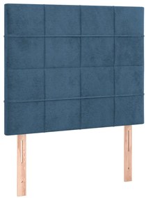 Cama com molas/colchão 80x200 cm veludo azul-escuro