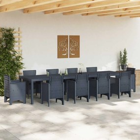 Mesa de Jardim Antracite 350x100x73 cm Poly Rattan