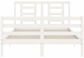 Estrutura de cama de casal c/ cabeceira madeira maciça branco