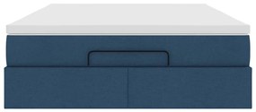 Estrutura de cama otomana com colchão tecido azul 140x200cm