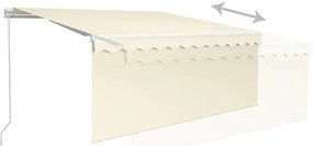 Toldo retrátil manual com estore/LED 3,5x2,5 m cor creme