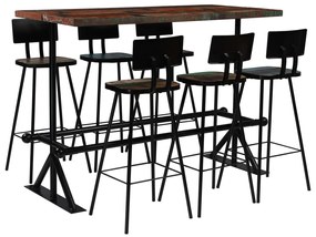 vidaXL Conjunto de bar 7 pcs madeira recuperada maciça multicor