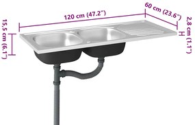 Lava-louça cozinha + cuba dupla aço inox prateado