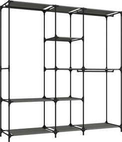 HOMCOM Guarda-roupa têxtil, portátil, sem ferramentas, com 3 varões e 5 prateleiras, 182 x 43 x 182 cm, Preto | Aosom Portugal