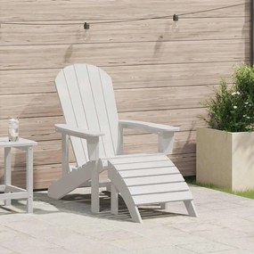 vidaXL Cadeira Adirondack com Apoio para Pés Branca HDPE