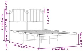 Estrutura de cama com cabeceira 120x200 cm metal branco