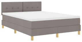 Cama Box Spring com Colchão &amp; LED Taupe 140x190 cm Tecido