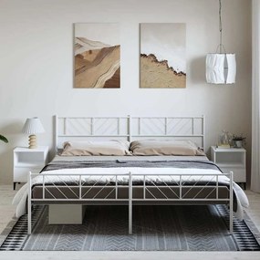 Estrutura de cama com cabeceira e pés 193x203 cm metal branco