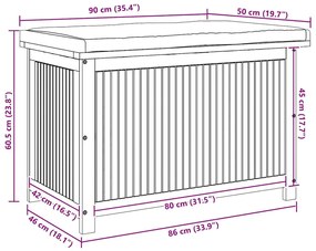 Caixa para almofadões de exterior madeira de acácia maciça