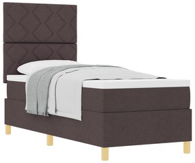 Cama Box Spring com Colchão Castanho Escuro 80x200 cm Tecido