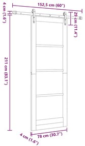 Porta Deslizante vidaXL com Conjunto de Ferragens 'ORKDAL'Branca 78x21