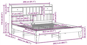 Cama sem colchão 200x200 cm madeira de pinho maciça