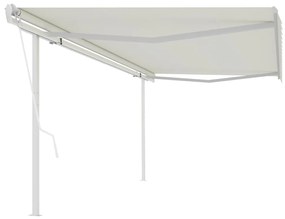vidaXL Toldo retrátil automático com postes 5x3 m cor creme