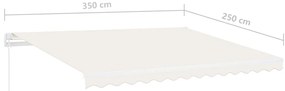 Toldo retrátil manual com LED 350x250 cm cor creme