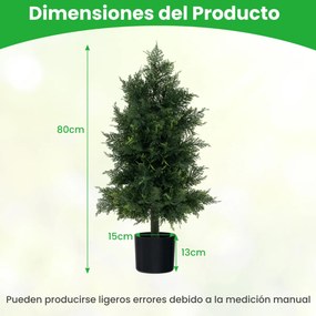 Árvore Artificial de Cedro 80 cm Árvore de Pinheiro Falso com Vaso de Plástico e Folhas Resistentes Planta Decorativa para Interiores Verde