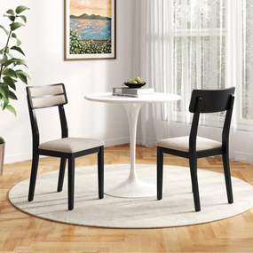 Conjunto de 2 cadeiras de jantar com assento almofadado (MESA NÃO INCLUÍDA), encosto alto almofadado, almofadas antiderrapantes preto