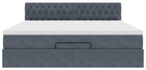Estrutura de cama otomana com colchão 180x200cm cinzento escuro