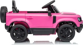 Carro elétrico para Crianças 12V 4x4 Land Rover Defender Rodas de espuma EVA, Assento Couro ecológico, Controlo remoto Rosa
