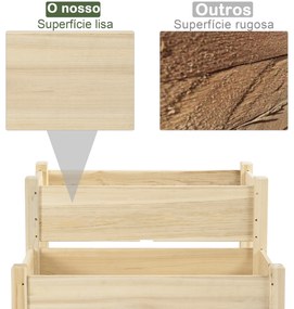 Horta Elevada de Madeira de 2 Níveis Horta para Cultivo de Plantas Flores Verduras 86x85x72 cm Madeira