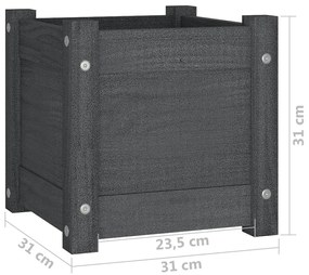 Vasos/floreiras de jardim 2 pcs 31x31x31 cm pinho maciço cinza