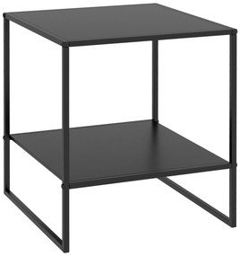 HOMCOM Mesa de Centro Auxiliar Quadrada Estilo Industrial em Metal Preto com Uma Prateleira 40x40x45 cm Preto | Aosom Portugal