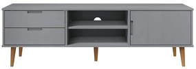 Móvel de TV MOLDE 158x40x49 cm pinho maciço cinzento
