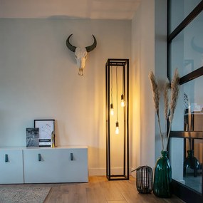 Candeeiro de pé industrial preto 3 luzes - Big Cage